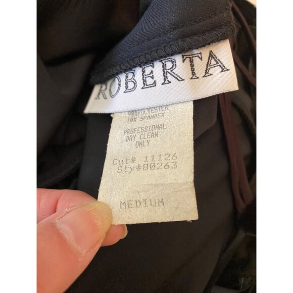 Roberta Black Velvet Maxi Dress Gown Low Open Back Long Back Slit Medium - Picture 5 of 11